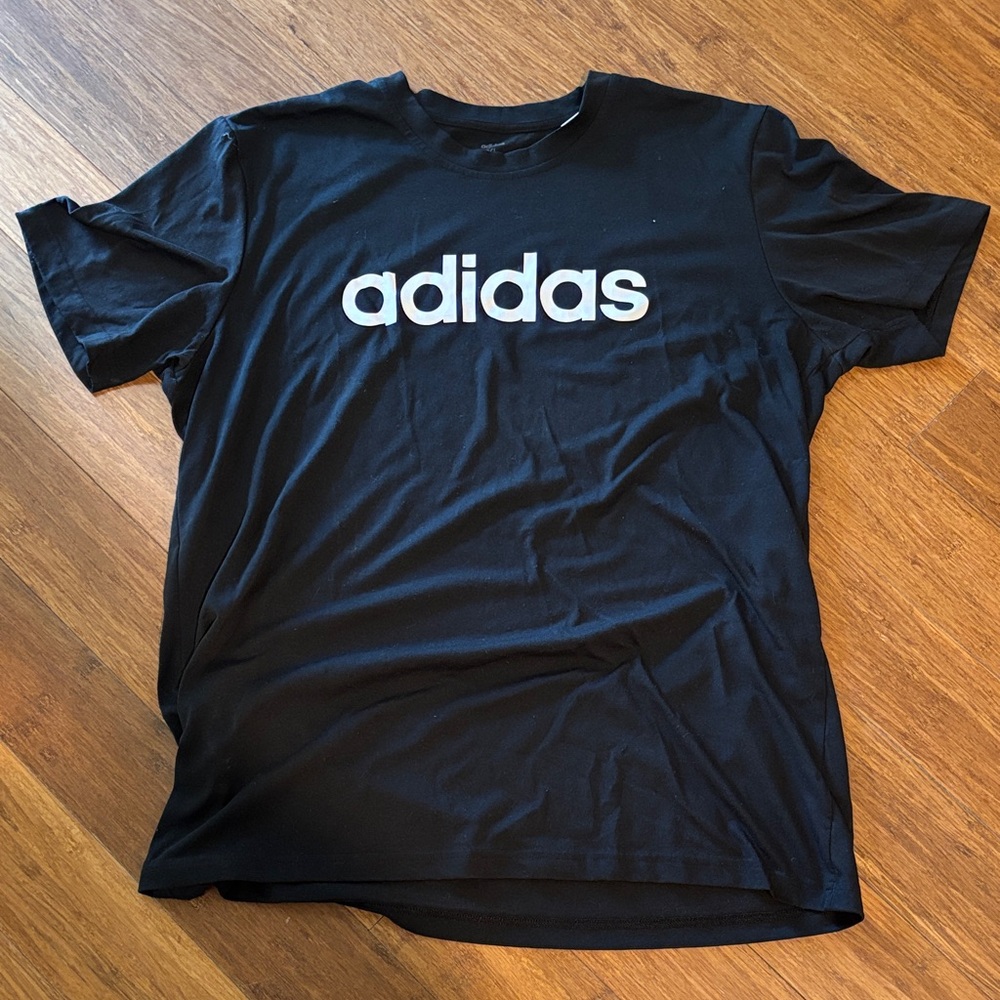 adidas Black T-Shirt with White Logo Center